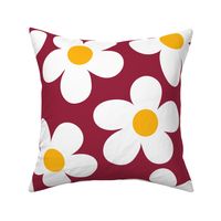 L Retro Daisy Floral deep red 97233f, gold yellow ffb612 school spirit team colors Large