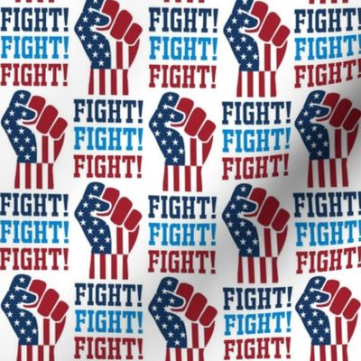 Smaller FIGHT FIGHT FIGHT Pumping Trump Fist Red White And Blue Stars And