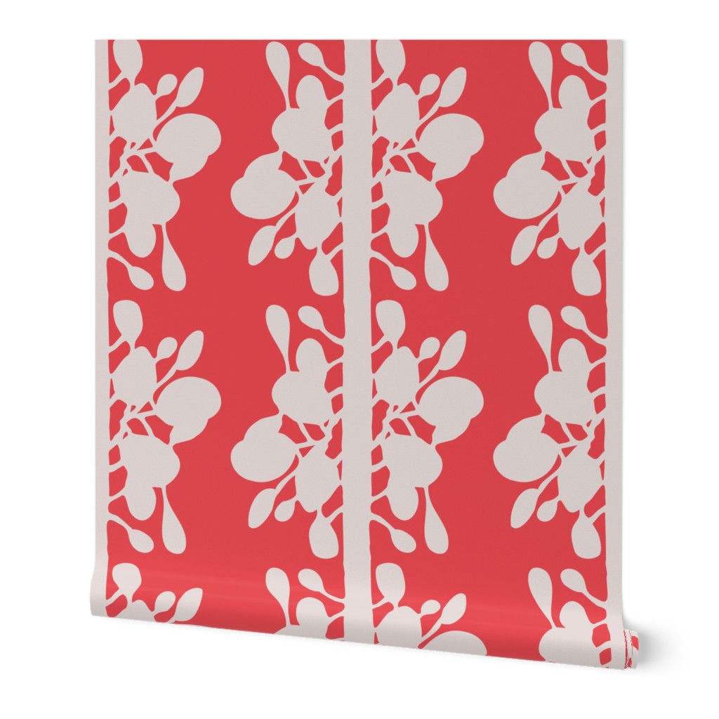 Mod floral striped  duotone in coral red and pale blush