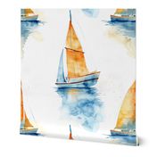 Cute Watercolour Sailboats in great colour combinations