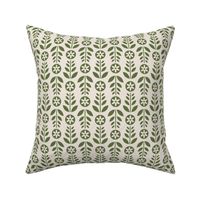 XS - Scandinavian Retro Flowers Dark Olive Green