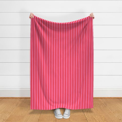 Vertical Pop Stripes Preppy Pink and Red Narrow Stripe Pattern