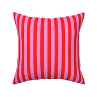 Vertical Pop Stripes Preppy Pink and Red Narrow Stripe Pattern