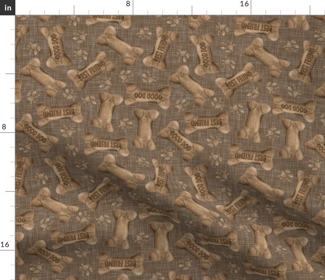 (large scale) Dog bones on brown linen