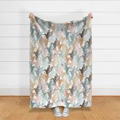 Hummingbirds - Pink, Tan and Teal Pastel Colors Nursery Birds Wildlife Pigeons Doves Aqua