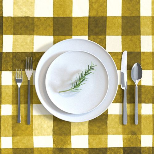 watercolor gingham plaid Crispy Gold color -Jumbo