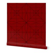 Large Spiderweb Tiles Black on Bright Red