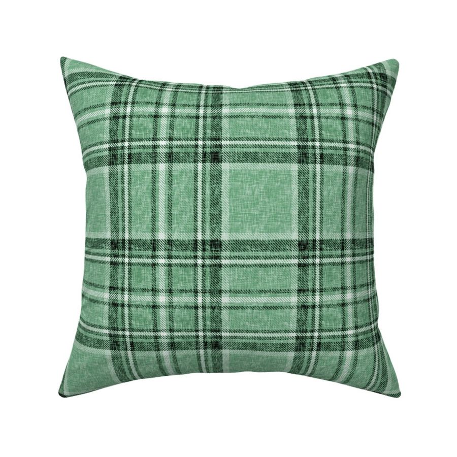 Subtle Stewart plaid in monotonal greens + linen-weave by Su_G_©SuSchaefer