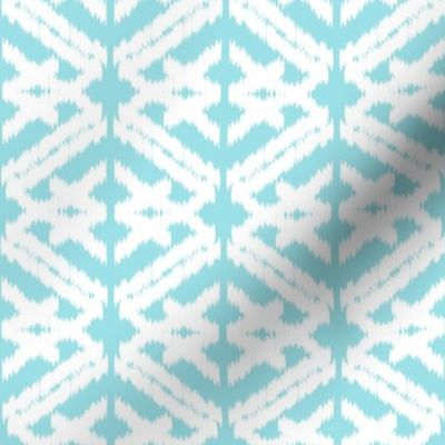 Ikat Geometric in Turquoise Aquamarine and White - Medium - Tropical Palm Beach Geometric, Turquoise Ikat, Bright Bohemian