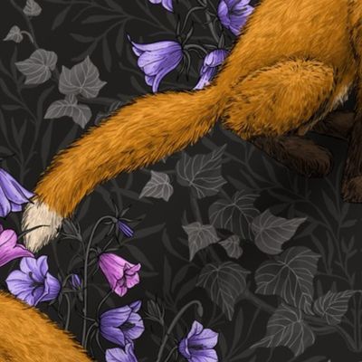  Fox, bellflowers and ivy on gray