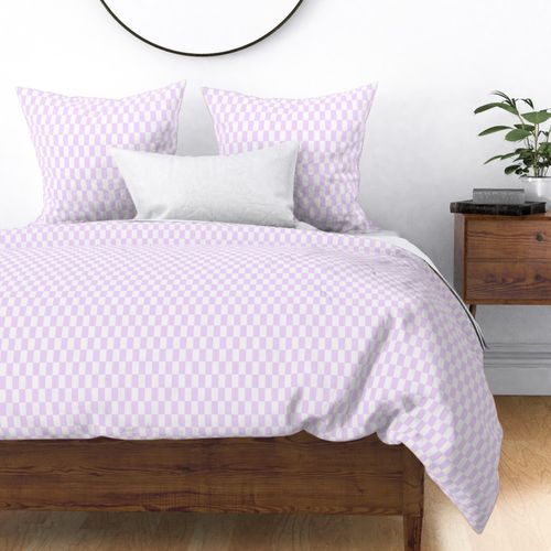 Pastel Light  Purple And White Off Stripes Hand Drawn Simple Minimalist Checkered Checks Mini Micro