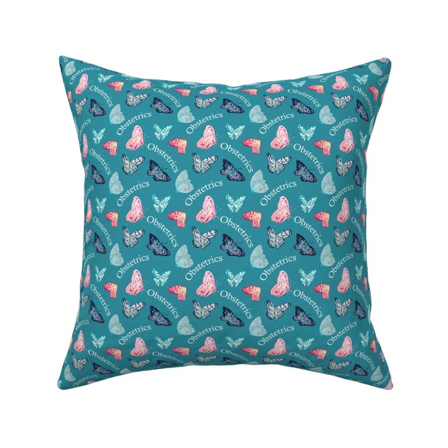 Obstetrics butterflies on teal 