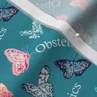 Obstetrics butterflies on teal 