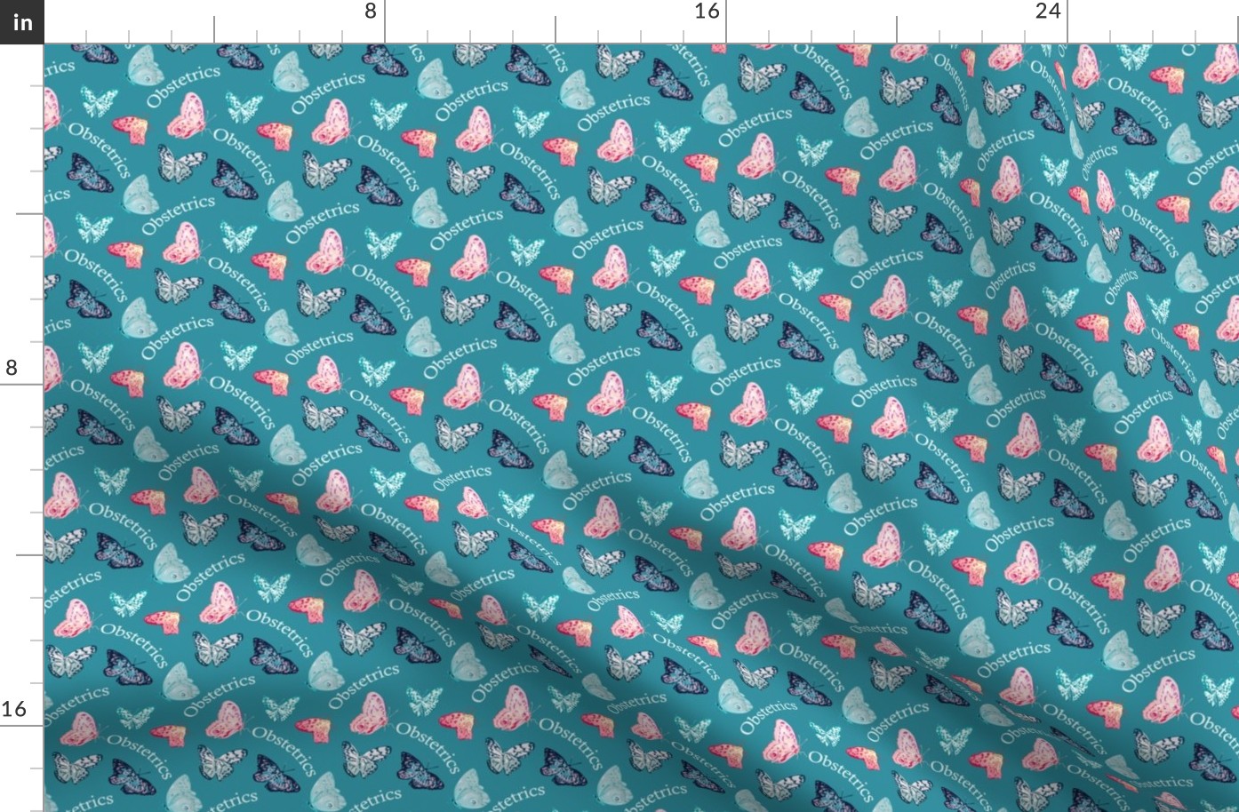 Obstetrics butterflies on teal 