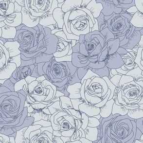 Multitude Of Roses Tightly Together Blue Tones