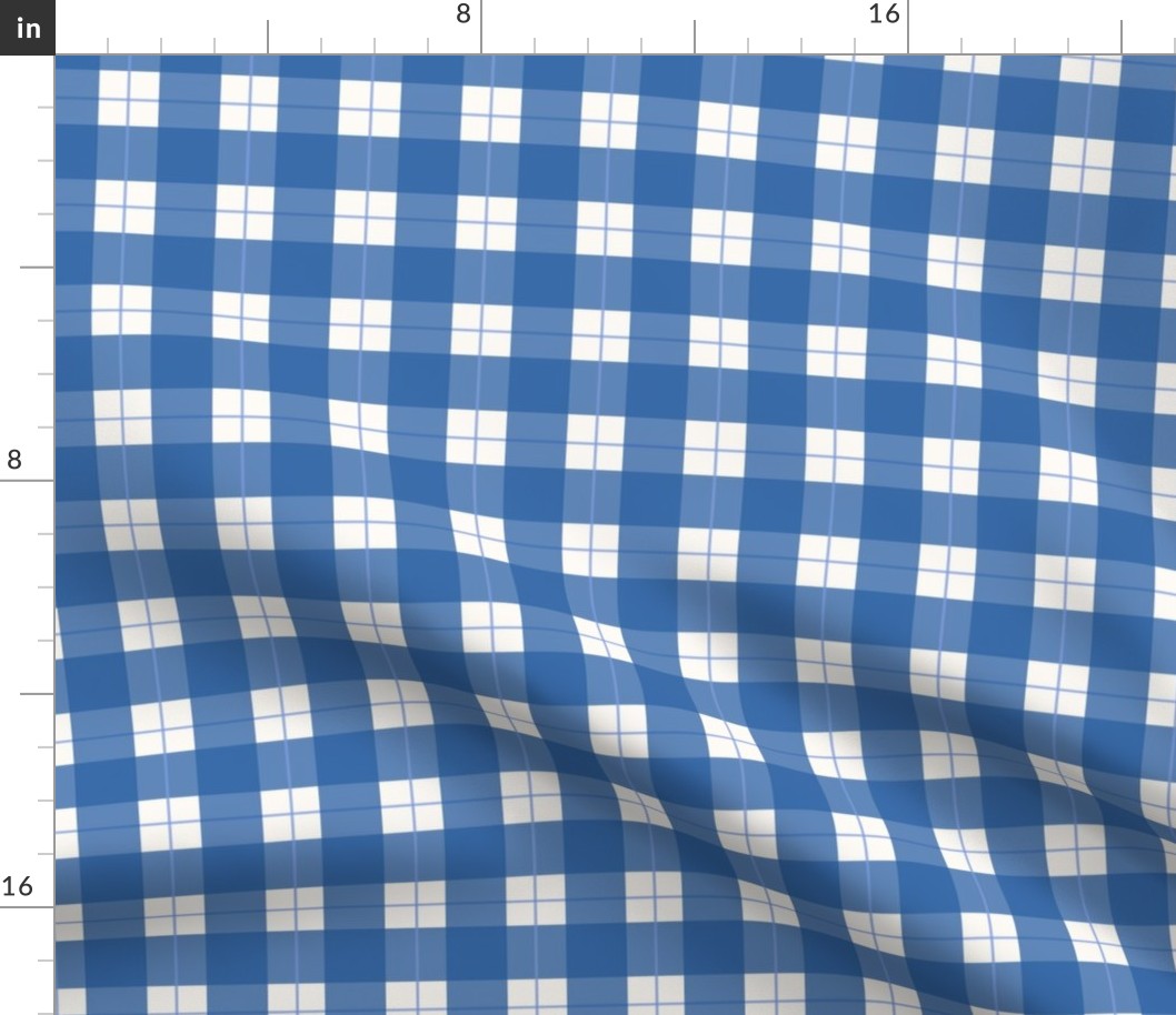 Blue and White Gingham Check - Strawberry Meadow