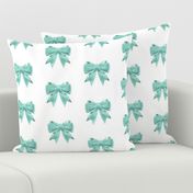 Hand painted Inky bow ribbons – mint green grandmillenial