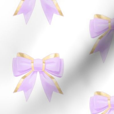 Hand painted Inky bow ribbons – light lilac and gold grandmillenial