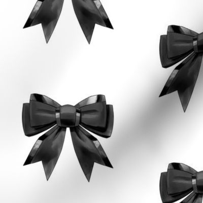 Inky bow ribbons - black and white spooky halloween