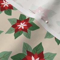 Little Poinsettia Christmas Floral Festive Botanical Neutral Background