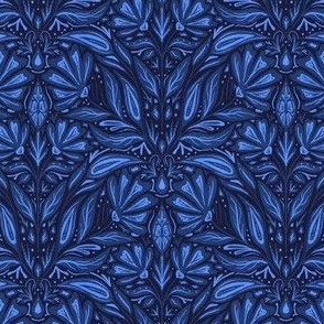 SM Elegant Monochromatic Hand-Drawn Damask Navy