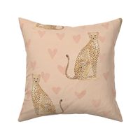 African safari cheetah - dessert sand  background with hearts(medium)