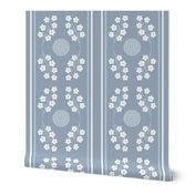 Flower Vines - Steel Blue Slate Blue Coastal Minimalist Florals Nursery Girls Feminine Coquette Preppy