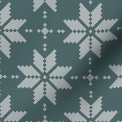 Cheater Quilt Snowflake Xmas emerald (mid scale)