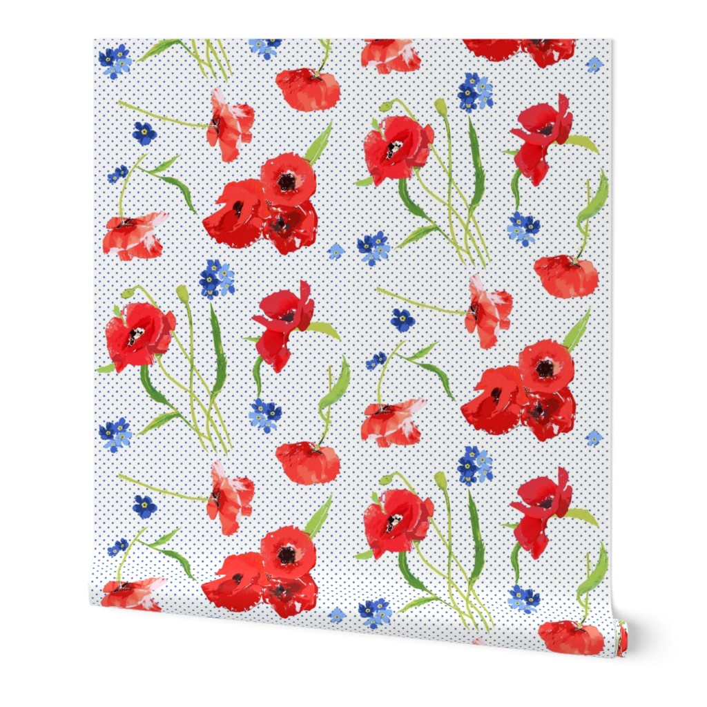 poppies and forget me not flowers