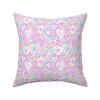 small scale lavender pink mauve aqua blue rainbow love hearts – for girls apparel and bedroom linen and decor