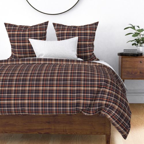 Plaid 'M' in black - brown - orange - white