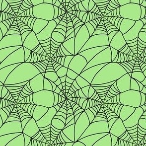 (m) Spooky Black Spider Webs Halloween Light Green