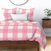 (Large) Soft Pink And Cream Gingham Plaid Design