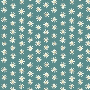 Daisies - Ivory On Steel Teal