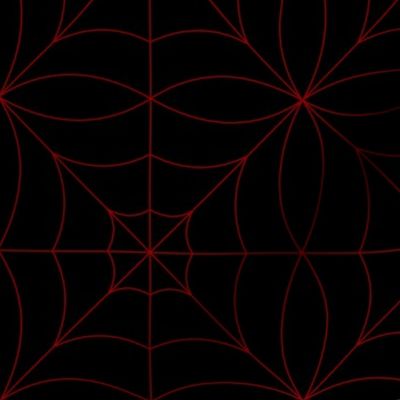 Small Spiderweb Tiles Bright Red on Black