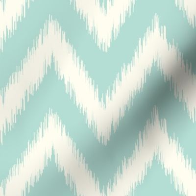 Mint and Ivory Ikat Chevron