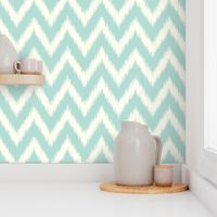 Mint and Ivory Ikat Chevron