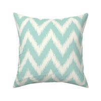 Mint and Ivory Ikat Chevron