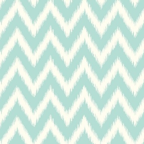 Mint and Ivory Ikat Chevron