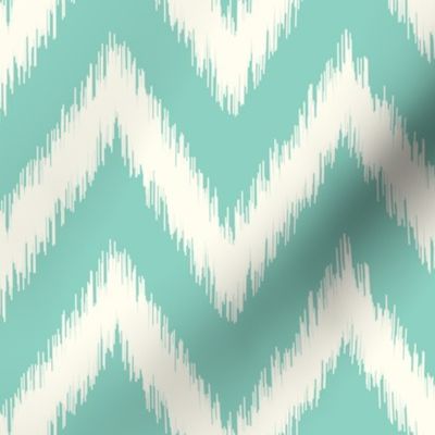 Aqua and Ivory Ikat Chevron