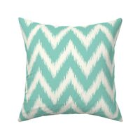 Aqua and Ivory Ikat Chevron