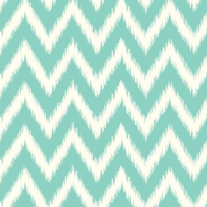 Aqua and Ivory Ikat Chevron