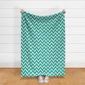 Teal and Ivory Ikat Chevron