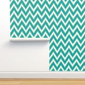 Teal and Ivory Ikat Chevron