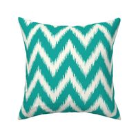 Teal and Ivory Ikat Chevron