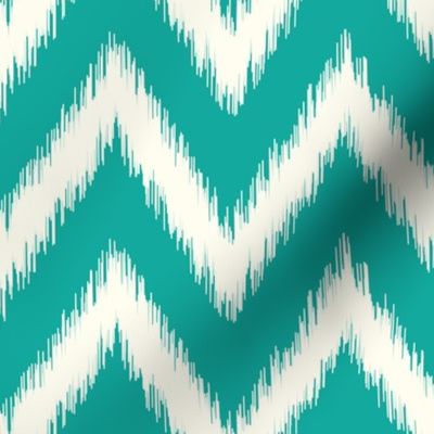 Teal and Ivory Ikat Chevron