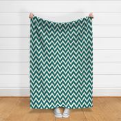 Dark Teal and Ivory Ikat Chevron