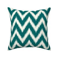 Dark Teal and Ivory Ikat Chevron