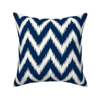 Navy Blue and Ivory Ikat Chevron