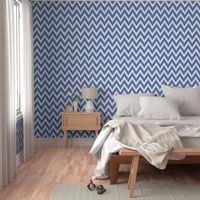 Royal Blue and Ivory Ikat Chevron